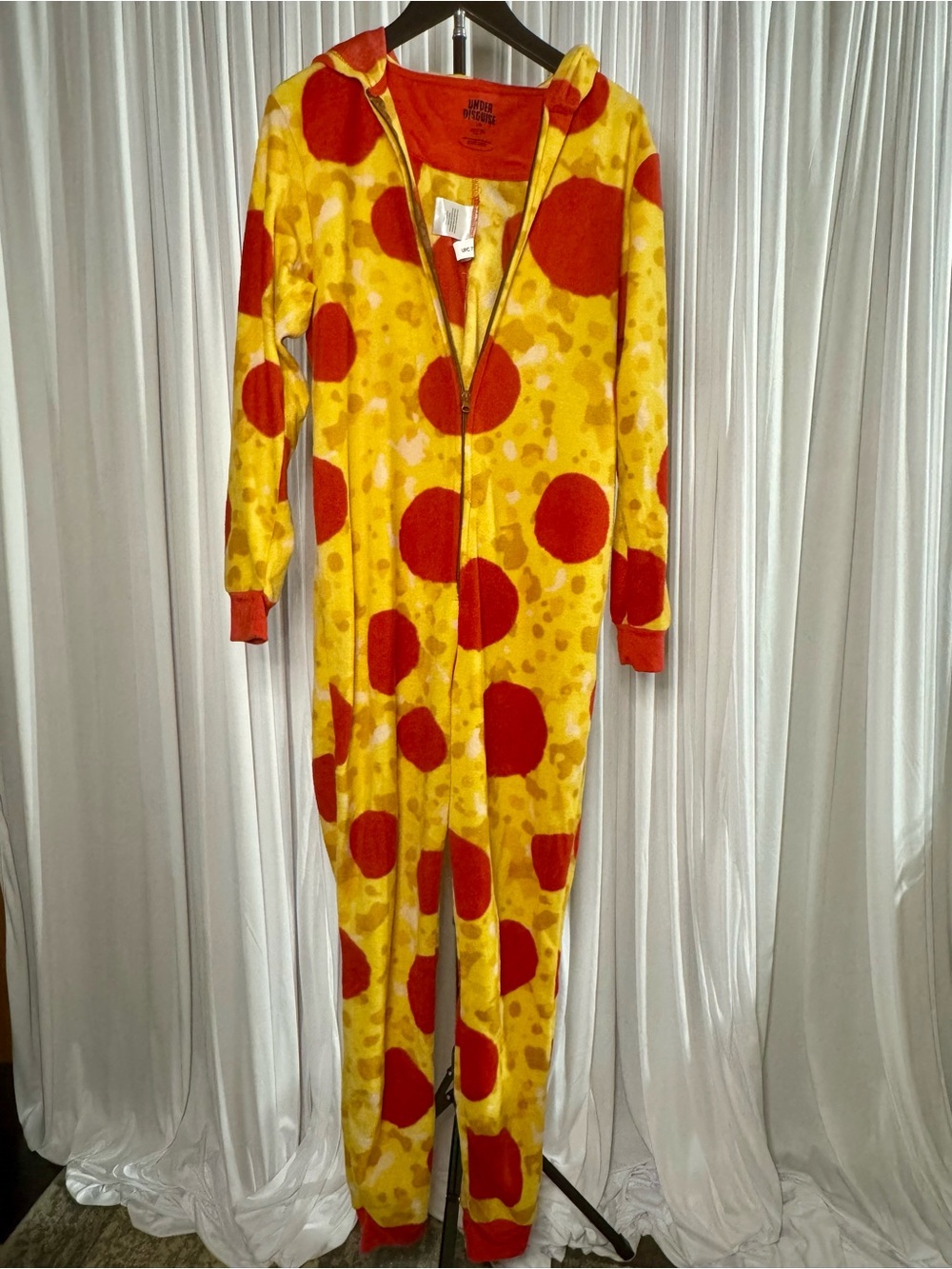 Disguise Yellow & Red Pizza Fleece Onesie with Hood